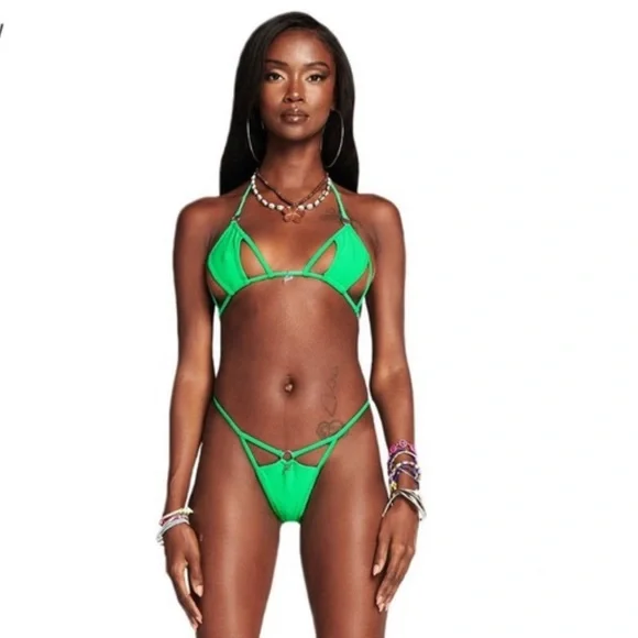 Swim Nwt Iamgia Aviella Bikini Top Bottom In Green